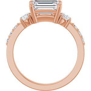 18K Rose Gold 8x6 mm Emerald Ring Mounting – image 3