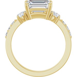 14K Yellow Gold 8x6 mm Emerald Ring Mounting – image 3