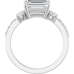 14K X1 White Gold 8x6 mm Emerald Ring Mounting – image 3