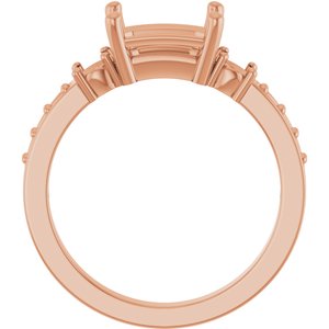 18K Rose Gold 8x6 mm Emerald Ring Mounting – image 4