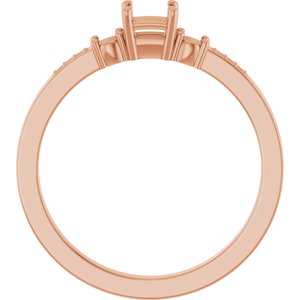 18K Rose Gold 3.25x3.25 mm Square Ring Mounting – image 4