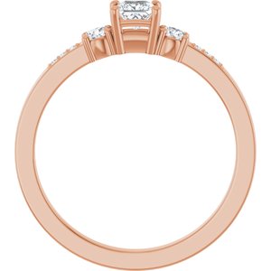 18K Rose Gold 3.25x3.25 mm Square Ring Mounting – image 3