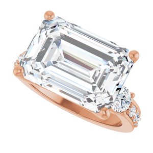 18K Rose Gold 14x10 mm Emerald Ring Mounting – image 8