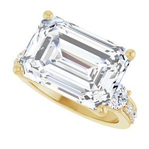 18K Yellow Gold 14x10 mm Emerald Ring Mounting – image 8