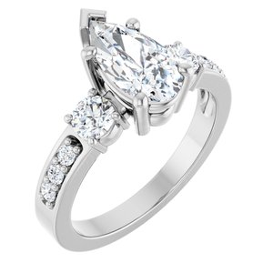 10K White Gold 10.5x5.5 mm Pear Ring Mounting