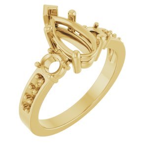 14K Yellow Gold 10.5x5.5 mm Pear Ring Mounting – image 2