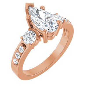 18K Rose Gold 10.5x5.5 mm Pear Ring Mounting