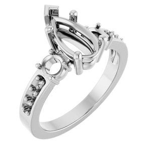 Sterling Silver 10.5x5.5 mm Pear Ring Mounting – image 2