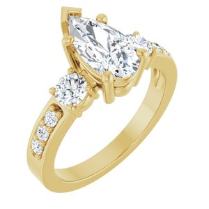 10K Yellow Gold 10.5x5.5 mm Pear Ring Mounting