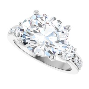 10K White Gold 12x10 mm Oval Ring Mounting – image 8