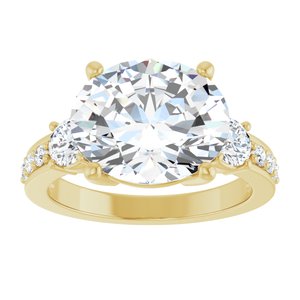 10K Yellow Gold 12x10 mm Oval Ring Mounting – image 5