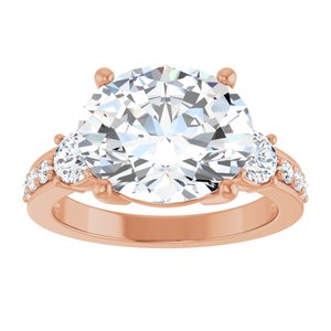 10K Rose Gold 12x10 mm Oval Ring Mounting – image 5