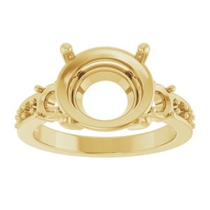 10K Yellow Gold 12x10 mm Oval Ring Mounting – image 6