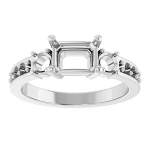 Platinum 7x5 mm Emerald Ring Mounting – image 6