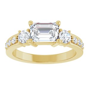 10K Yellow Gold 7x5 mm Emerald Ring Mounting – image 5