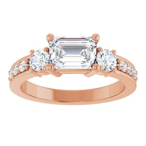 18K Rose Gold 7x5 mm Emerald Ring Mounting – image 5
