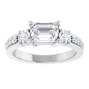 14K X1 White Gold 7x5 mm Emerald Ring Mounting – image 5
