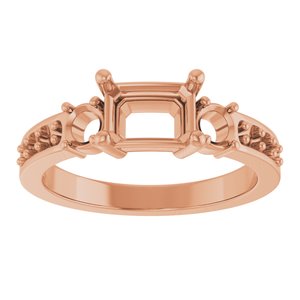 10K Rose Gold 7x5 mm Emerald Ring Mounting – image 6