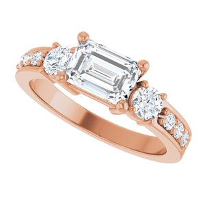 10K Rose Gold 7x5 mm Emerald Ring Mounting – image 8