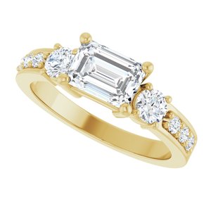 18K Yellow Gold 7x5 mm Emerald Ring Mounting – image 8