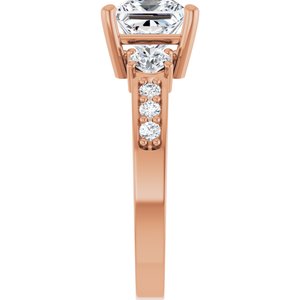 10K Rose Gold 6.5x6.5 mm Square Ring Mounting – image 7