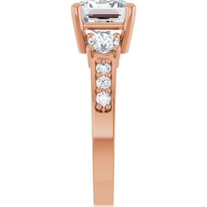 14K Rose Gold 9x7 mm Emerald Ring Mounting – image 7