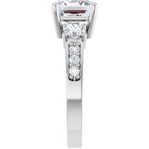 14K X1 White Gold 9x7 mm Emerald Ring Mounting – image 7