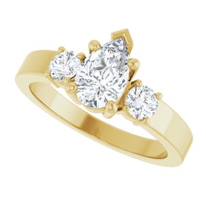 14K Yellow Gold 8x5 mm Pear Ring Mounting – image 8