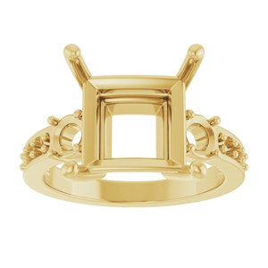 14K Yellow Gold 10x10 mm Square Ring Mounting – image 6