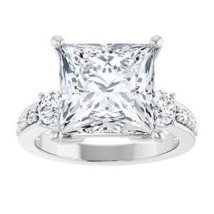 18K White Gold 10x10 mm Square Ring Mounting – image 5