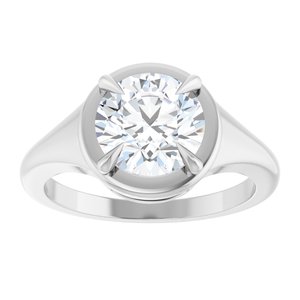 14K White Gold 8 mm Round Ring Mounting – image 5