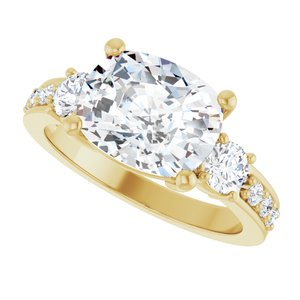 18K Yellow Gold 10x8 mm Elongated Cushion Ring Mounting – image 8