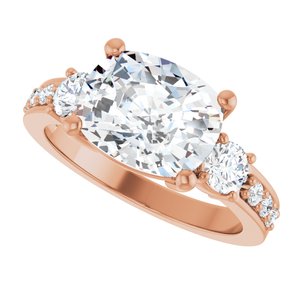 14K Rose Gold 10x8 mm Elongated Cushion Ring Mounting – image 8