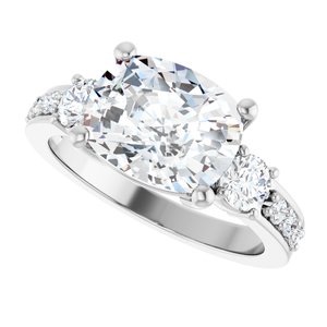 14K White Gold 10x8 mm Elongated Cushion Ring Mounting – image 8