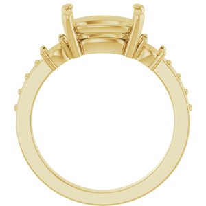 18K Yellow Gold 10x8 mm Elongated Cushion Ring Mounting – image 4