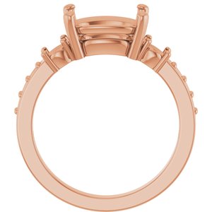 18K Rose Gold 10x8 mm Elongated Cushion Ring Mounting – image 4