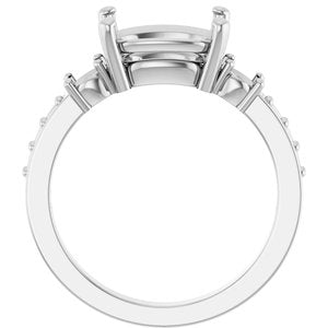 18K White Gold 10x8 mm Elongated Cushion Ring Mounting – image 4