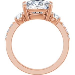 14K Rose Gold 10x8 mm Elongated Cushion Ring Mounting – image 3