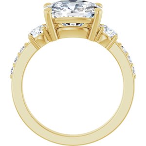 14K Yellow Gold 10x8 mm Elongated Cushion Ring Mounting – image 3