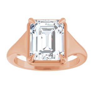 14K Rose Gold 10x8 mm Emerald Ring Mounting – image 5