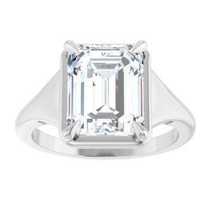 10K White Gold 10x8 mm Emerald Ring Mounting – image 5