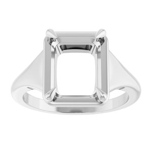 14K White Gold 10x8 mm Emerald Ring Mounting – image 6