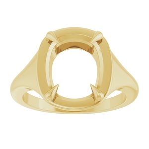14K Yellow Gold 11x9 mm Elongated Cushion Ring Mounting – image 6