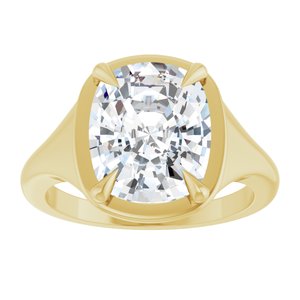 14K Yellow Gold 11x9 mm Elongated Cushion Ring Mounting – image 5