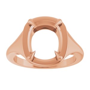 14K Rose Gold 11x9 mm Elongated Cushion Ring Mounting – image 6