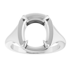 14K White Gold 11x9 mm Elongated Cushion Ring Mounting – image 6