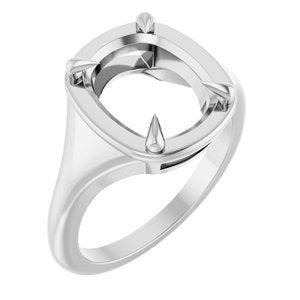 Sterling Silver 11x9 mm Elongated Cushion Ring Mounting – image 2