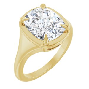14K Yellow Gold 11x9 mm Elongated Cushion Ring Mounting