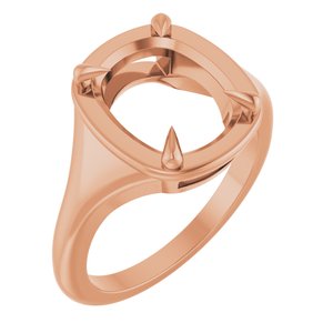 14K Rose Gold 11x9 mm Elongated Cushion Ring Mounting – image 2