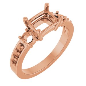 10K Rose Gold 7.5x5.5 mm Emerald Ring Mounting – image 2